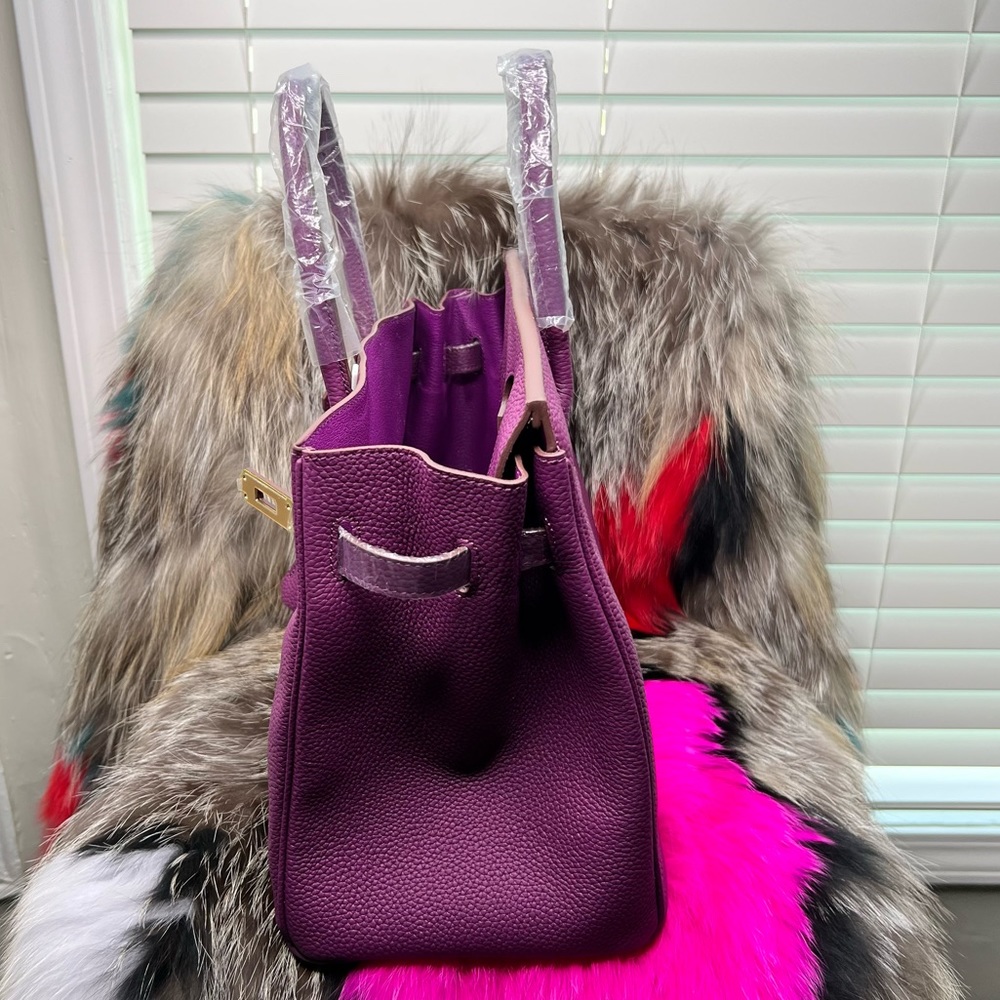 $SOLD$ Purple Genuine Leather Sloan Handbag 35cm with gold hardware. - Picture 5 of 9